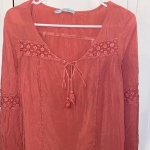 Maurices Coral Blouse with Tie In the Front